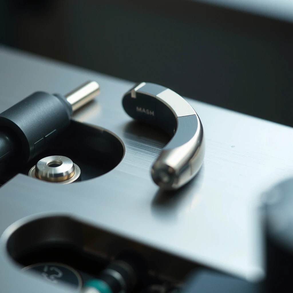 Makroaufnahme von Präzisionsmetall, symbolisiert technologische Exzellenz